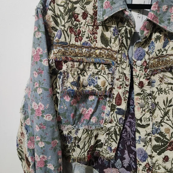 NWT Shop Stevie POL Floral Denim Jacket - Picture 6 of 9